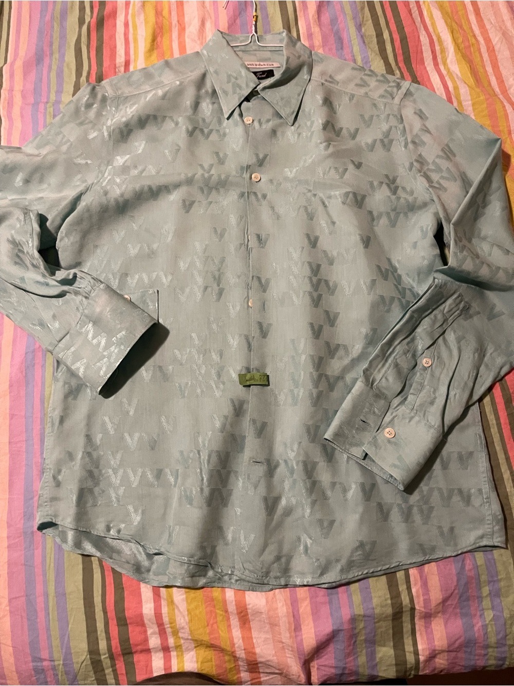 Versace Light Sage Jacquard Button-Up Shirt